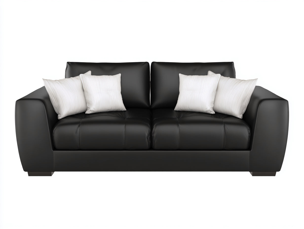 Gerades Sofa Kunstleder 210x90x82 cm - Schwarz - für Wohnzimmer - Modernes Design