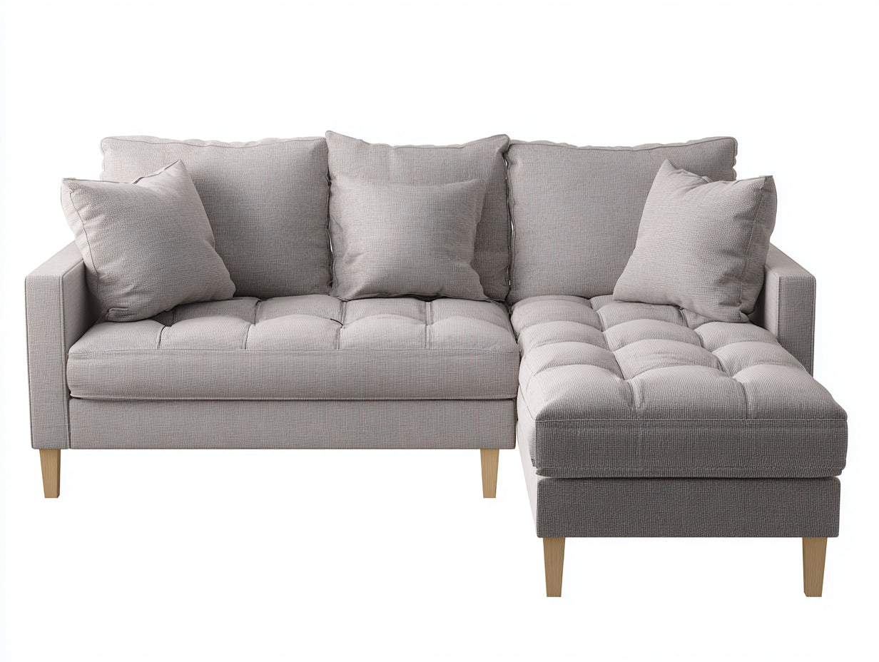 Ecksofa Stoff 228x150x84 cm - hellgrau - für Wohnzimmer moderner Stil