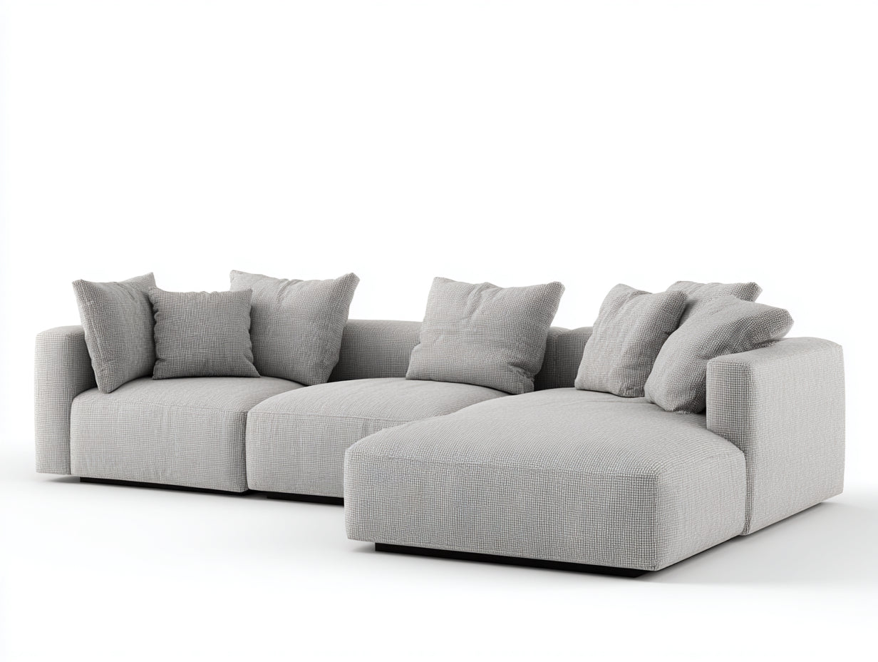 Ecksofa Stoff 300x185x72 cm - Hellgrau - modernes modulares Design