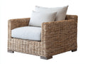 Polyrattan Gartensessel Rattanoptik mit Stoffpolster 94x90x80 cm - Natur-Beige - für Garten und Terrasse - Klassisches Design