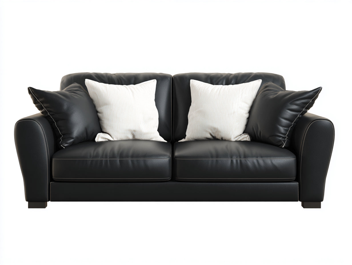 Gerades Sofa Kunstleder 190x88x82 cm - Schwarz - Klassisches Design