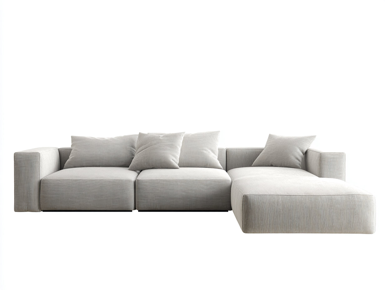 Ecksofa Stoff 285x175x74 cm - Hellbeige - modernes modulares Wohnzimmersofa