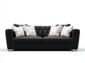 Gerades Sofa Kunstleder 220x88x82 cm - Schwarz - klassisches Chesterfield Design