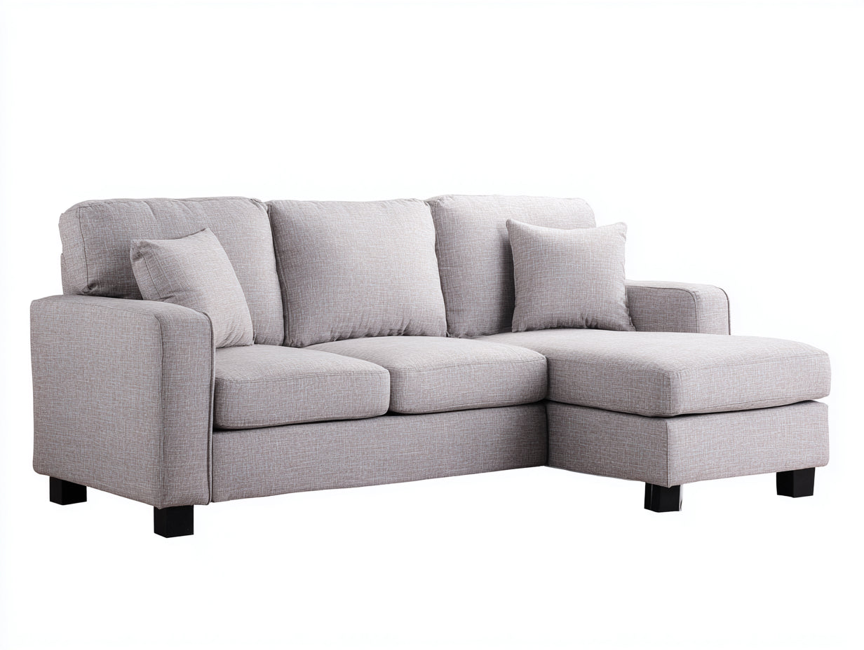 Ecksofa Stoff 235x155x88 cm - Hellgrau - Kompaktes Design