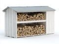 Kaminholzregal Holz 220x70x145 cm - Weiß-Grau - Überdachtes Design