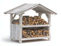 Kaminholzregal Holz 150x55x135 cm - Weiß - Rustikales Design