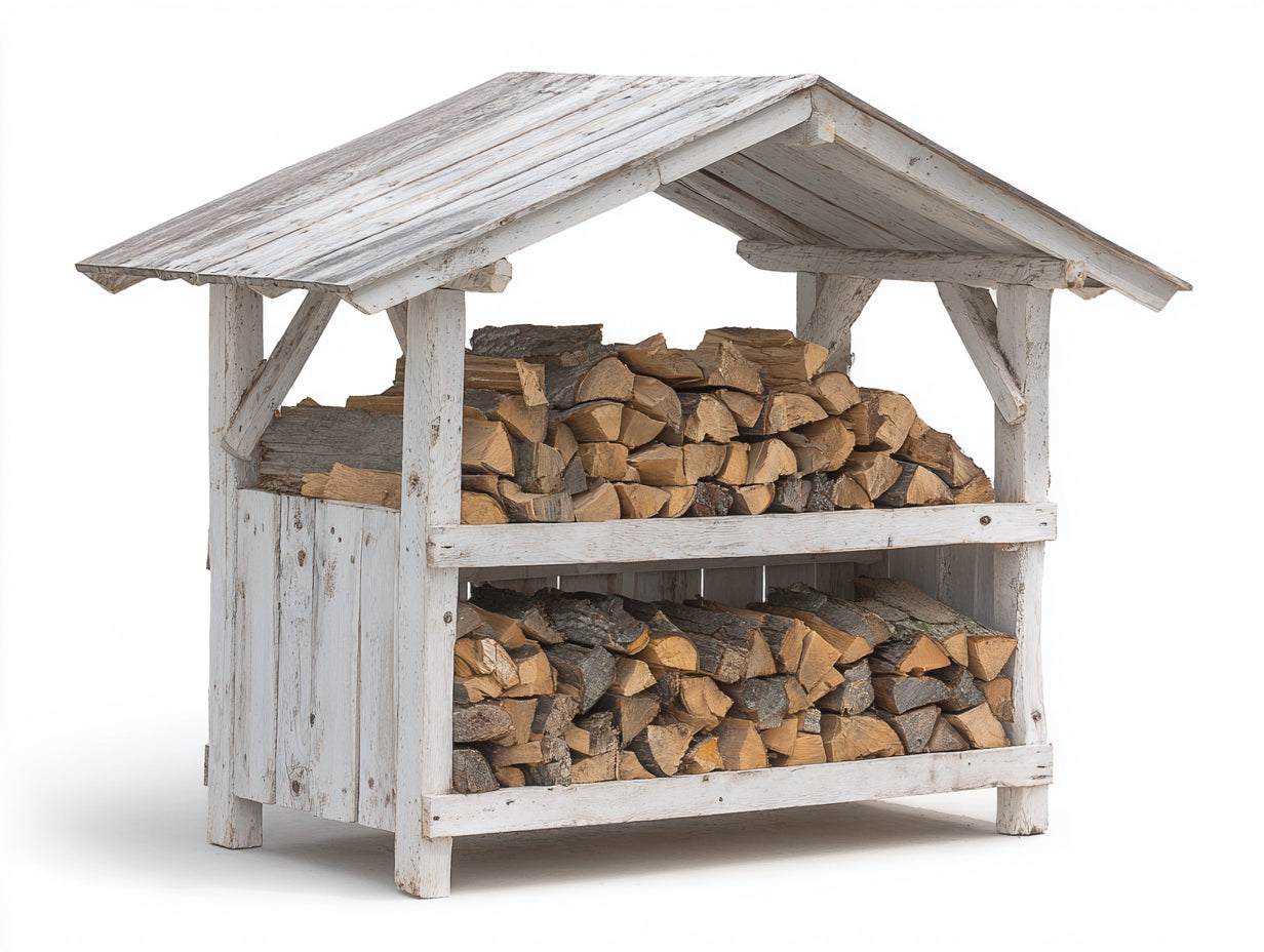 Kaminholzregal Holz 150x55x135 cm - Weiß - Rustikales Design