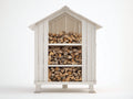Kaminholzregal Holz 128x58x178 cm - weiß - für Garten Landhaus Stil