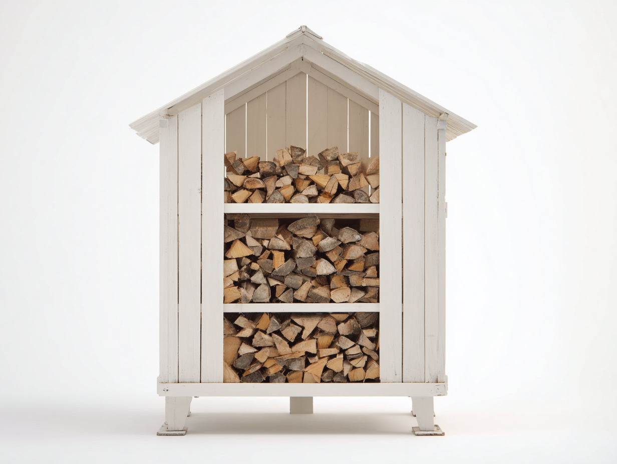 Kaminholzregal Holz 128x58x178 cm - weiß - für Garten Landhaus Stil