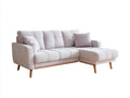 Ecksofa Stoff 245x160x84 cm - Cremebeige - modernes Design mit Holzfüßen