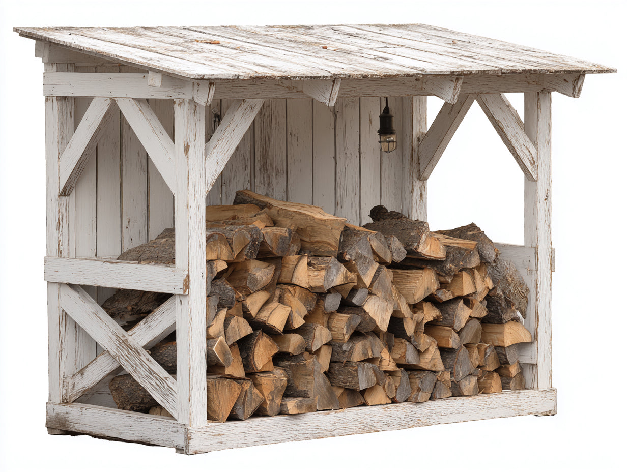 Kaminholzregal Holz 180x75x165 cm - Weiß - Landhausstil
