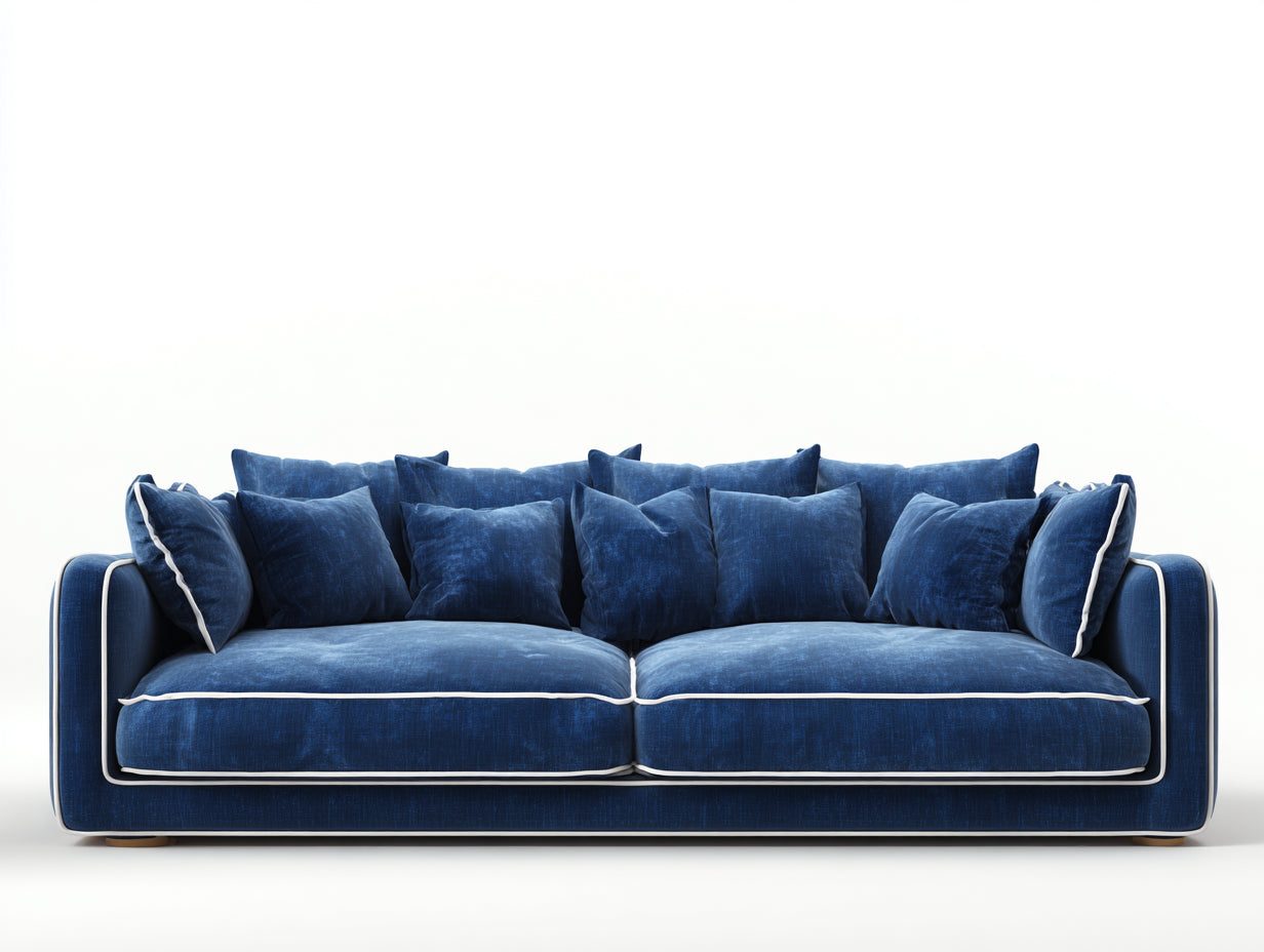 Gerades Sofa Stoff 240x95x80 cm - Blau - für Wohnzimmer - Modernes Design