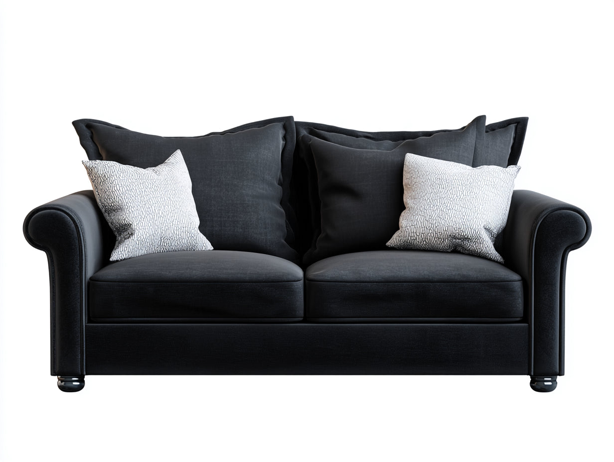 Gerades Sofa Stoff 182x86x82 cm - schwarz - für Wohnzimmer klassischer Stil