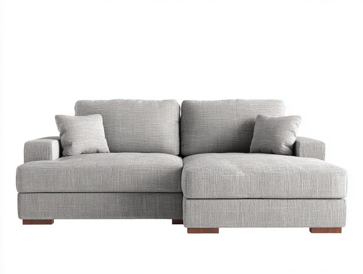 Ecksofa Stoff 230x155x82 cm - Hellgrau - modernes kompaktes Design