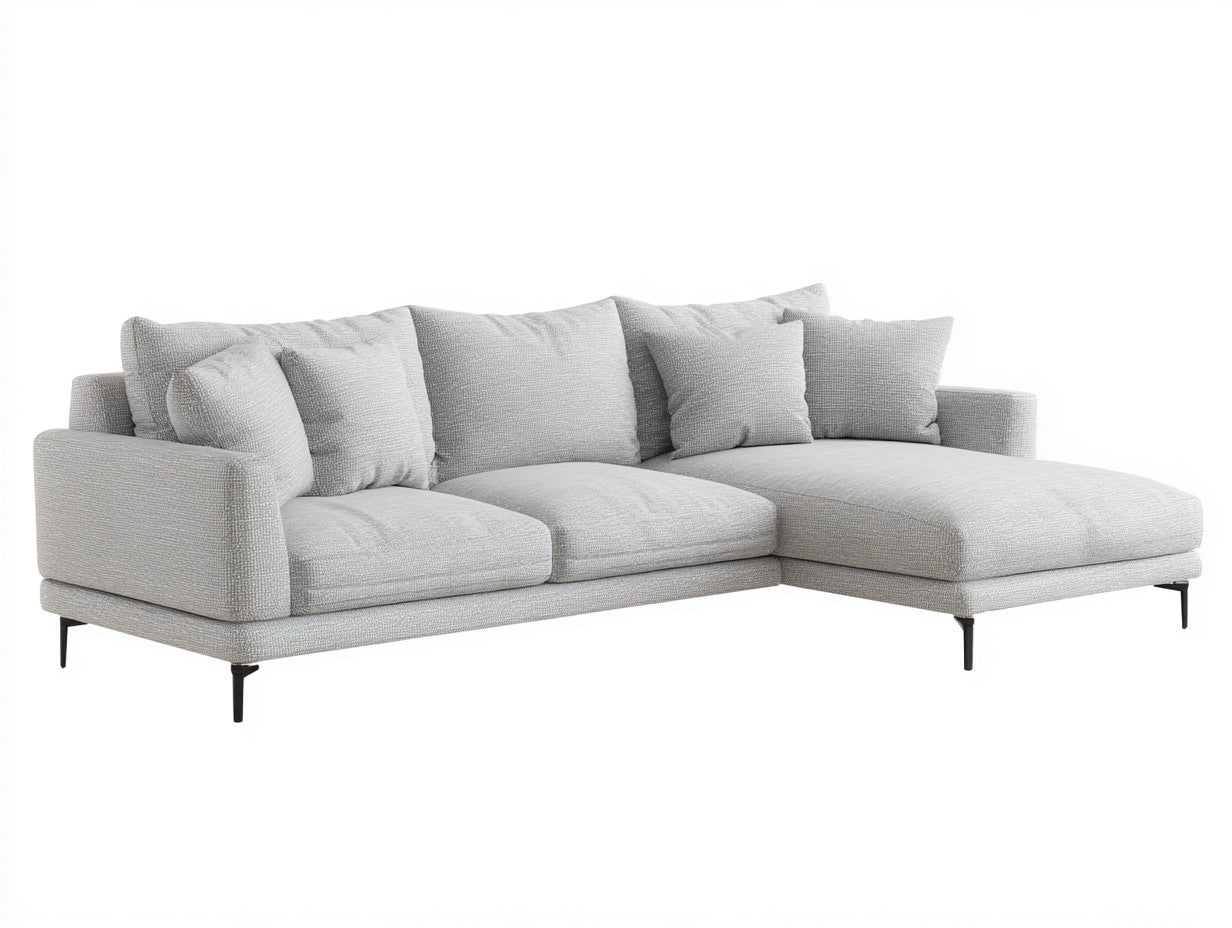 Ecksofa Stoff 280x175x82 cm - Hellgrau - für Wohnzimmer - Modernes Design