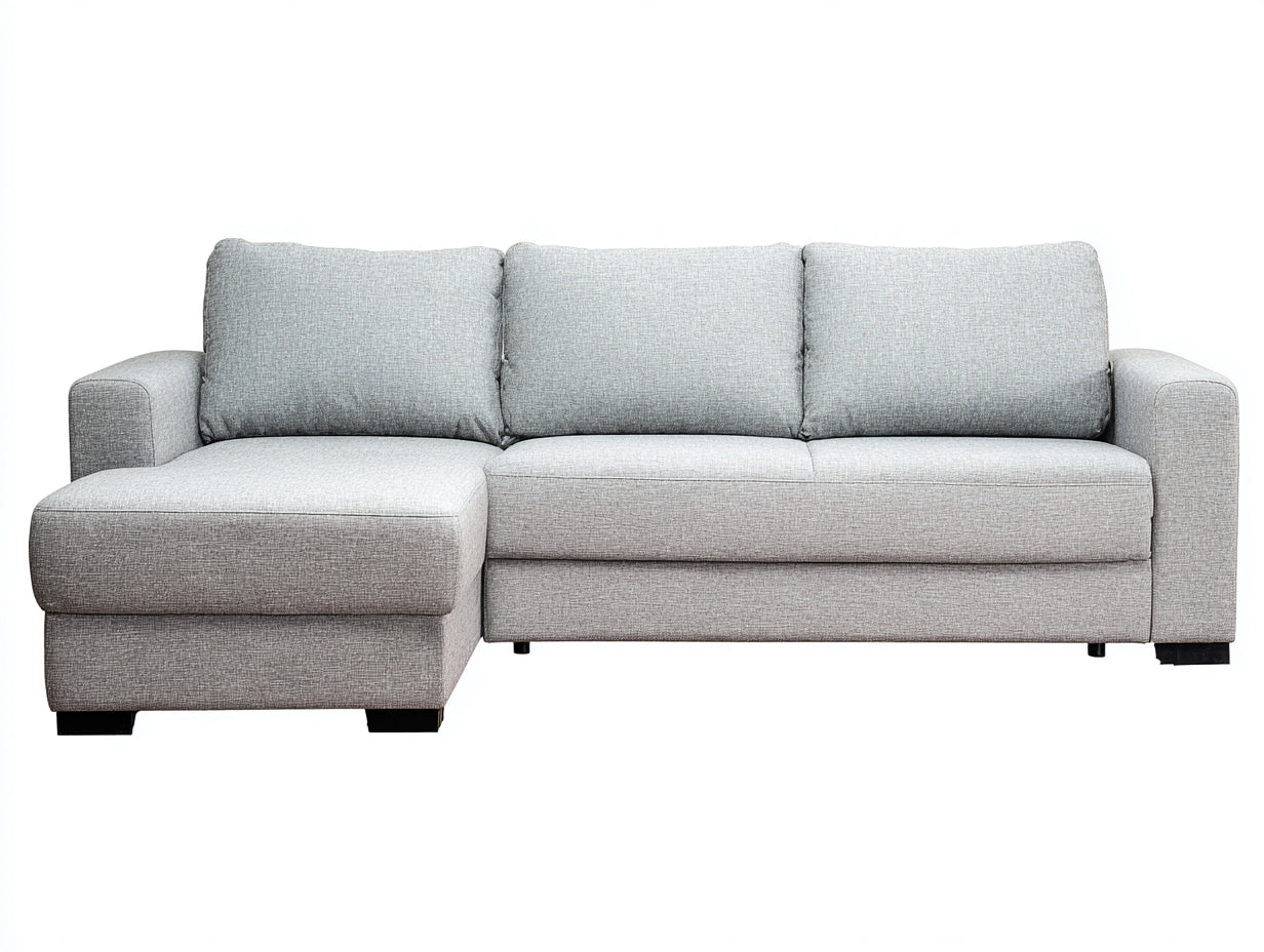 Ecksofa Stoff 224x146x82 cm - hellgrau - für Wohnzimmer zeitloser Stil
