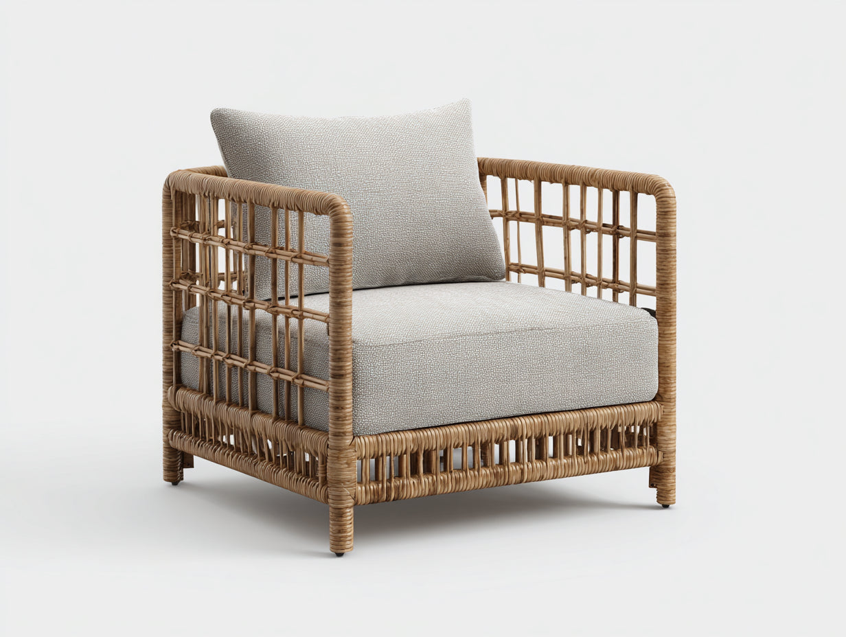 Polyrattan Gartensessel 86x78x82 cm - Natur-Beige - Modernes Gartendesign