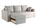Ecksofa Stoff 260x165x85 cm - Hellbeige - mit Bettkasten und Schlaffunktion